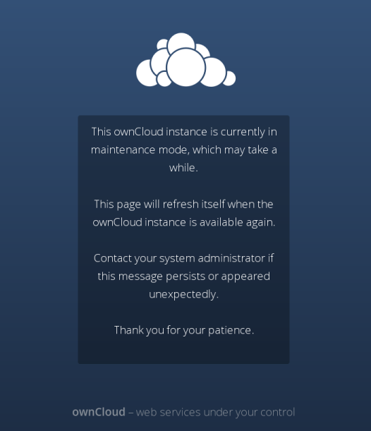 Solved OwnCloud Maintenance Mode